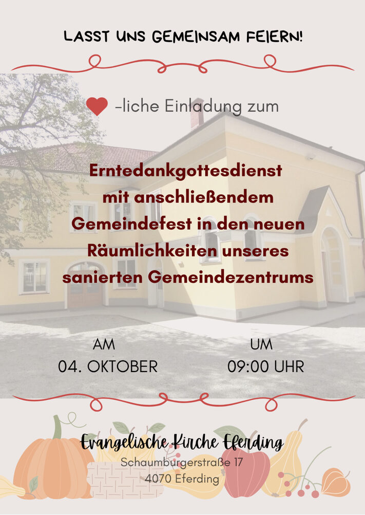 Erntedankgottesdienst mit Gemeindefest am 4. Oktober 2026